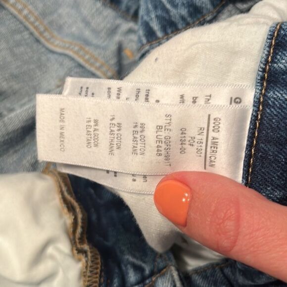 New Good American Good Girlfriend Distressed Raw Step Hem High Rise Jeans - Picture 9 of 9